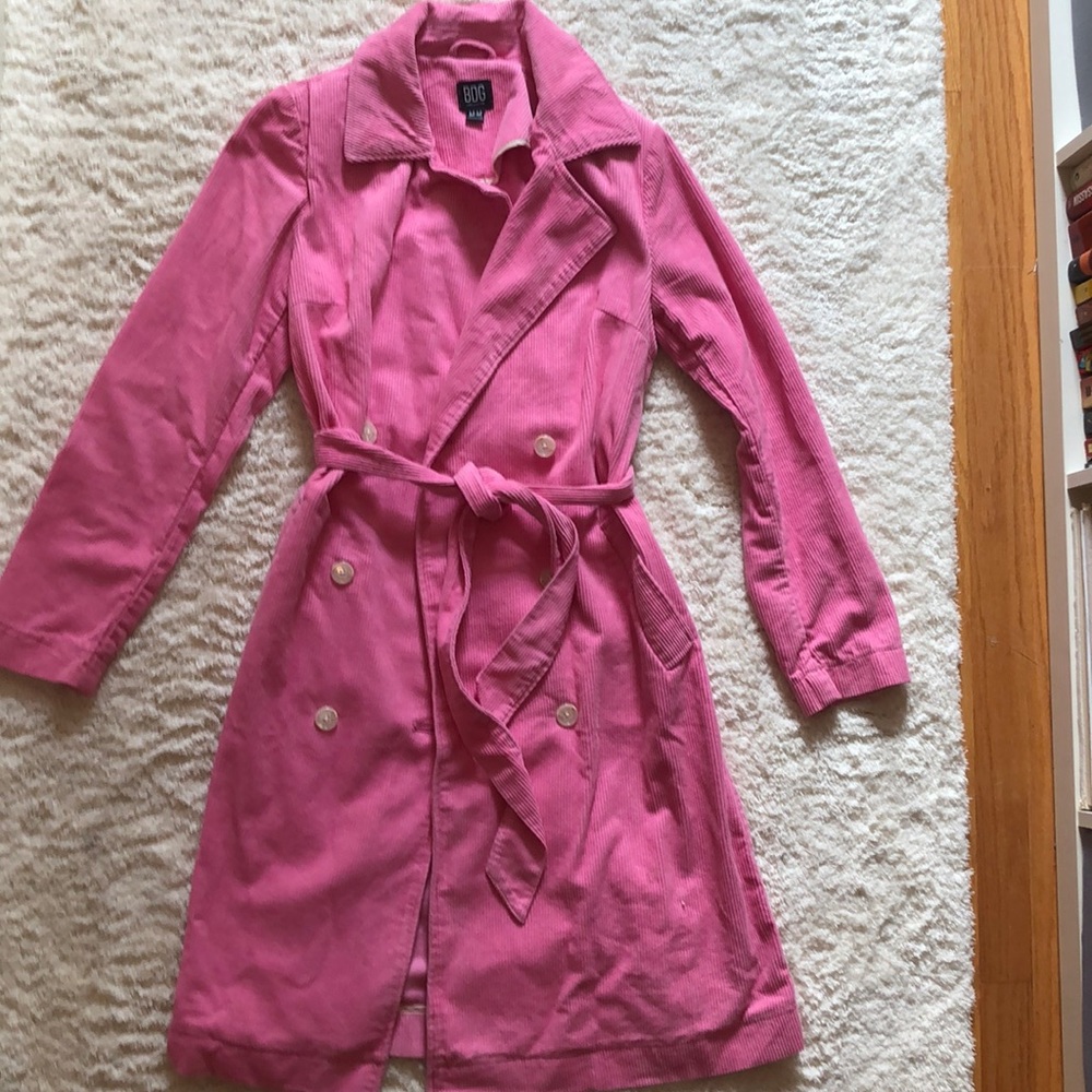 Urban Outfitters BDG Pink Corduroy Trench Coat